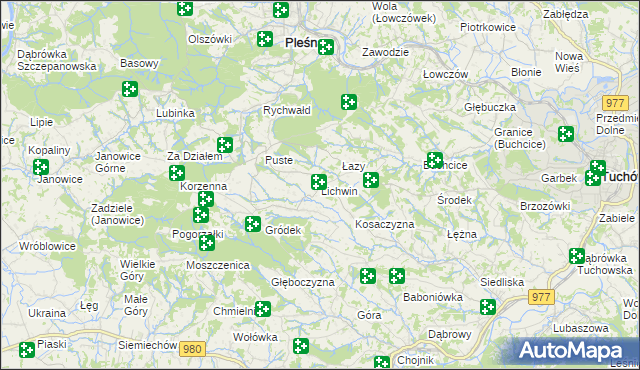 mapa Lichwin gmina Pleśna, Lichwin gmina Pleśna na mapie Targeo