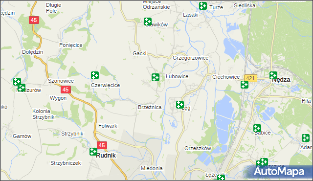 mapa Ligota Książęca gmina Rudnik, Ligota Książęca gmina Rudnik na mapie Targeo