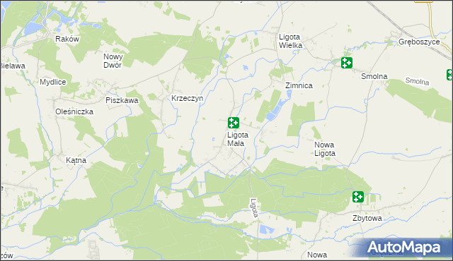 mapa Ligota Mała gmina Oleśnica, Ligota Mała gmina Oleśnica na mapie Targeo