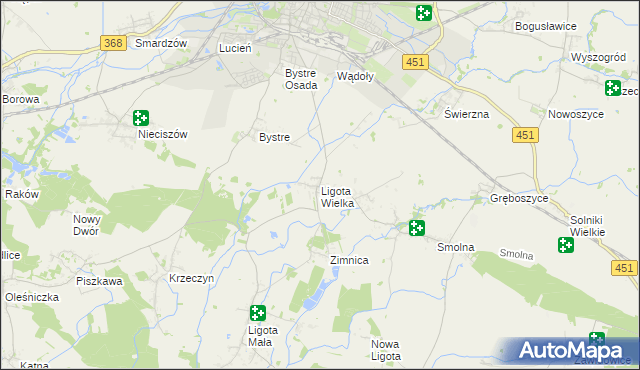 mapa Ligota Wielka gmina Oleśnica, Ligota Wielka gmina Oleśnica na mapie Targeo