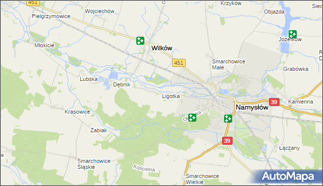 mapa Ligotka gmina Namysłów, Ligotka gmina Namysłów na mapie Targeo