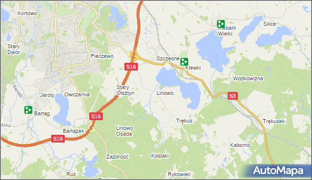 mapa Linowo gmina Purda, Linowo gmina Purda na mapie Targeo