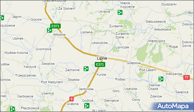 mapa Lipnik powiat opatowski, Lipnik powiat opatowski na mapie Targeo