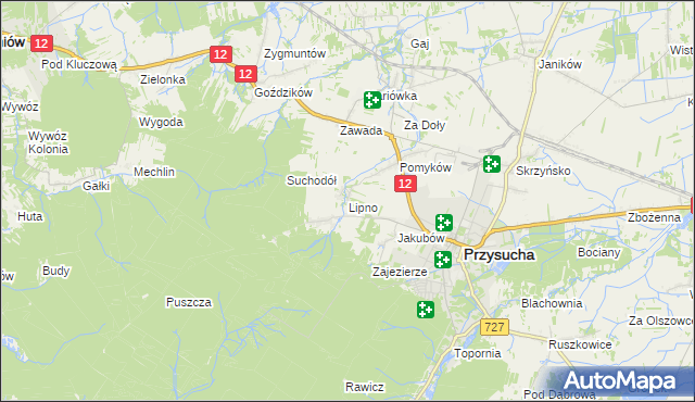 mapa Lipno gmina Przysucha, Lipno gmina Przysucha na mapie Targeo