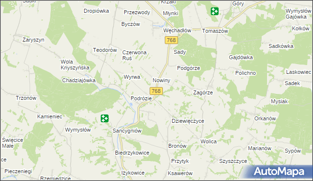 mapa Lipówka gmina Działoszyce, Lipówka gmina Działoszyce na mapie Targeo