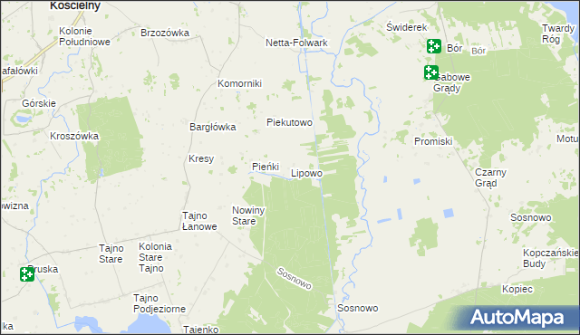 mapa Lipowo gmina Bargłów Kościelny, Lipowo gmina Bargłów Kościelny na mapie Targeo