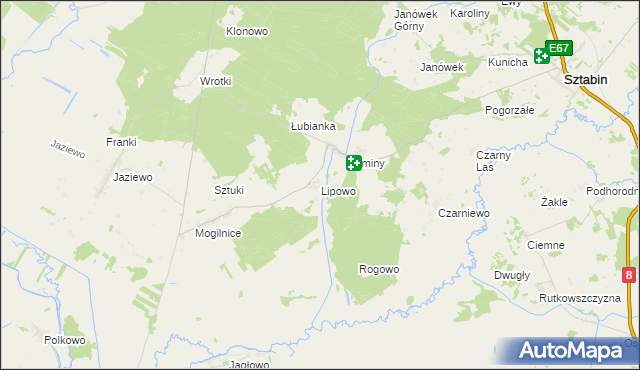 mapa Lipowo gmina Sztabin, Lipowo gmina Sztabin na mapie Targeo