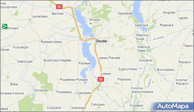 mapa Lisewo-Parcele, Lisewo-Parcele na mapie Targeo