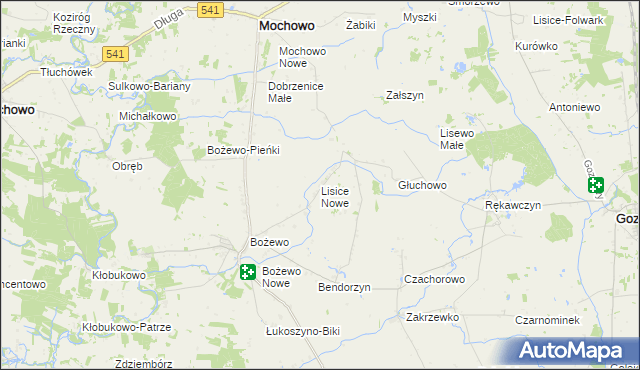 mapa Lisice Nowe, Lisice Nowe na mapie Targeo