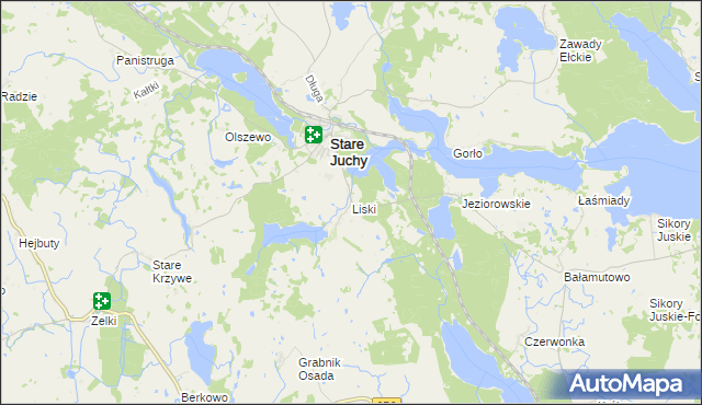 mapa Liski gmina Stare Juchy, Liski gmina Stare Juchy na mapie Targeo