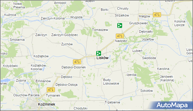 mapa Lisków, Lisków na mapie Targeo