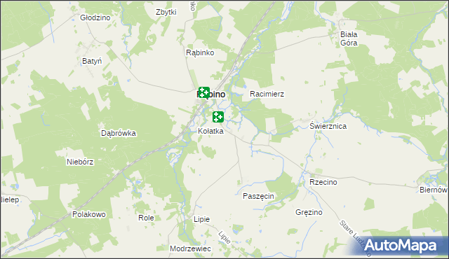 mapa Liskowo gmina Rąbino, Liskowo gmina Rąbino na mapie Targeo