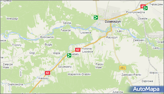 mapa Lisowice-Kolonia, Lisowice-Kolonia na mapie Targeo