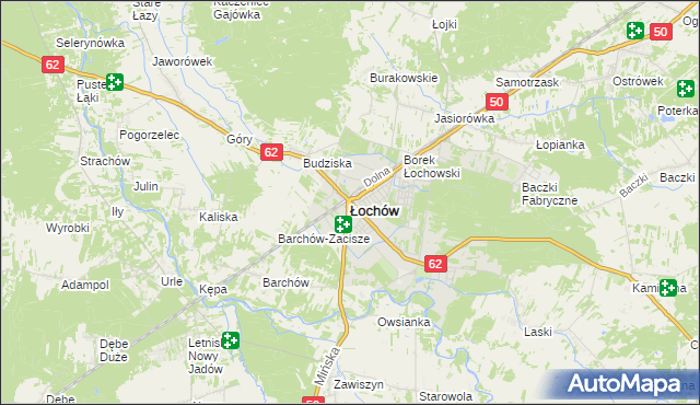 mapa Łochów powiat węgrowski, Łochów powiat węgrowski na mapie Targeo