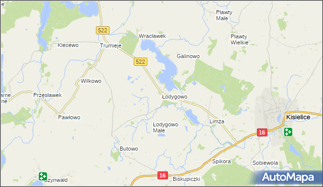 mapa Łodygowo gmina Kisielice, Łodygowo gmina Kisielice na mapie Targeo