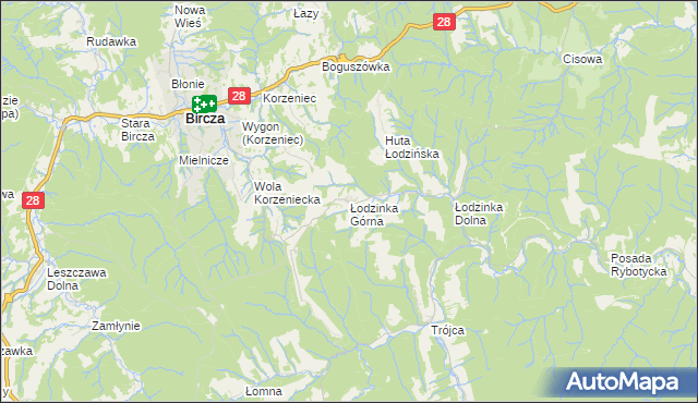 mapa Łodzinka Górna, Łodzinka Górna na mapie Targeo