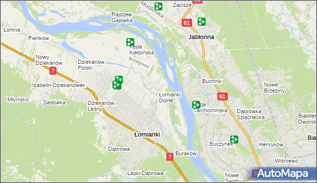 mapa Łomianki Dolne, Łomianki Dolne na mapie Targeo