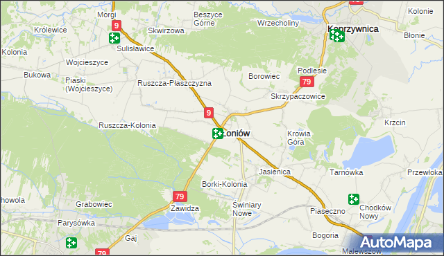 mapa Łoniów-Kolonia, Łoniów-Kolonia na mapie Targeo