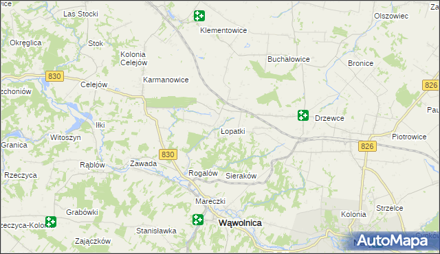 mapa Łopatki gmina Wąwolnica, Łopatki gmina Wąwolnica na mapie Targeo