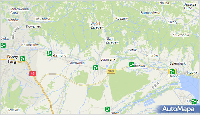 mapa Łopuszna, Łopuszna na mapie Targeo