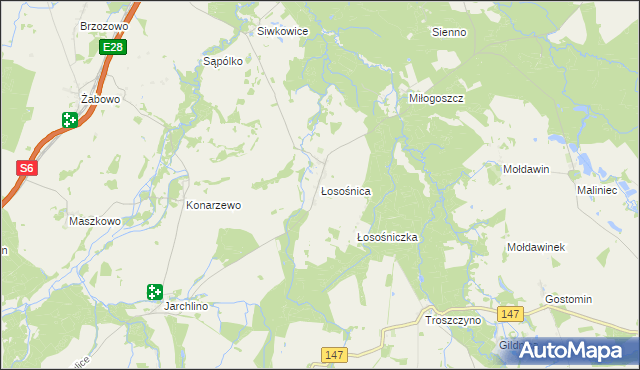 mapa Łosośnica, Łosośnica na mapie Targeo