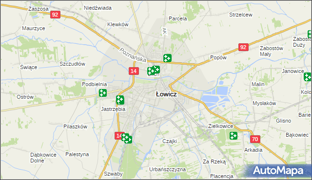 mapa Łowicza, Łowicz na mapie Targeo