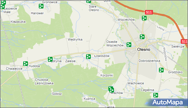 mapa Łowoszów, Łowoszów na mapie Targeo