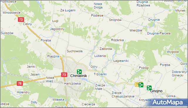 mapa Lubania gmina Chmielnik, Lubania gmina Chmielnik na mapie Targeo