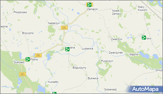 mapa Lubianka gmina Pełczyce, Lubianka gmina Pełczyce na mapie Targeo