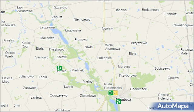 mapa Lubieniec gmina Chodecz, Lubieniec gmina Chodecz na mapie Targeo