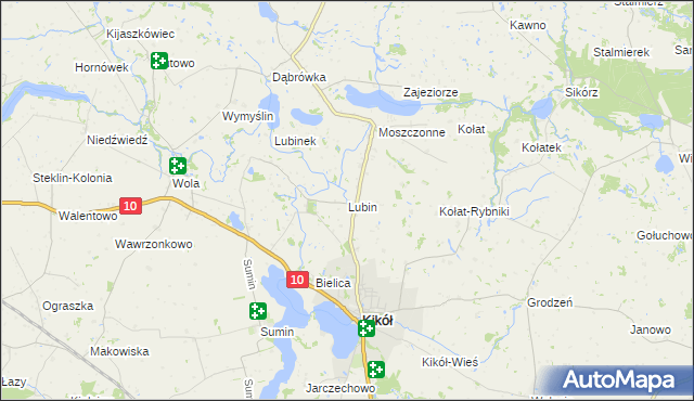 mapa Lubin gmina Kikół, Lubin gmina Kikół na mapie Targeo