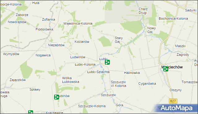 mapa Łubki gmina Wojciechów, Łubki gmina Wojciechów na mapie Targeo