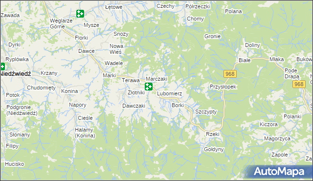 mapa Lubomierz gmina Mszana Dolna, Lubomierz gmina Mszana Dolna na mapie Targeo