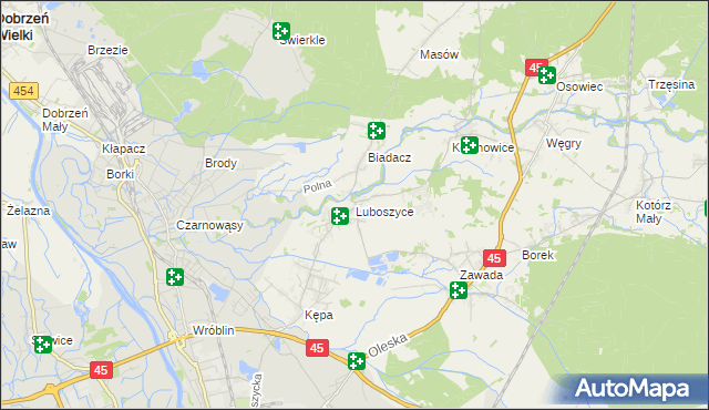 mapa Luboszyce gmina Łubniany, Luboszyce gmina Łubniany na mapie Targeo