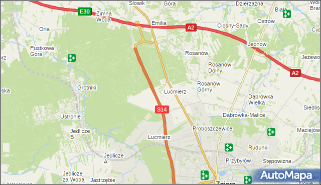 mapa Lućmierz-Las, Lućmierz-Las na mapie Targeo