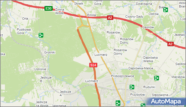 mapa Lućmierz-Ośrodek, Lućmierz-Ośrodek na mapie Targeo