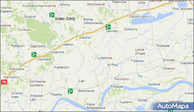 mapa Ludwinów gmina Solec-Zdrój, Ludwinów gmina Solec-Zdrój na mapie Targeo