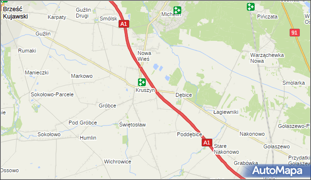 mapa Ludwinowo gmina Włocławek, Ludwinowo gmina Włocławek na mapie Targeo