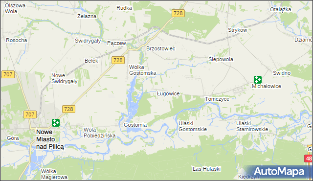 mapa Ługowice, Ługowice na mapie Targeo