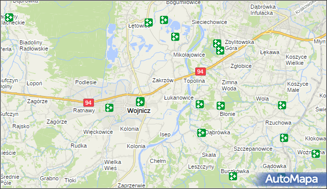 mapa Łukanowice, Łukanowice na mapie Targeo
