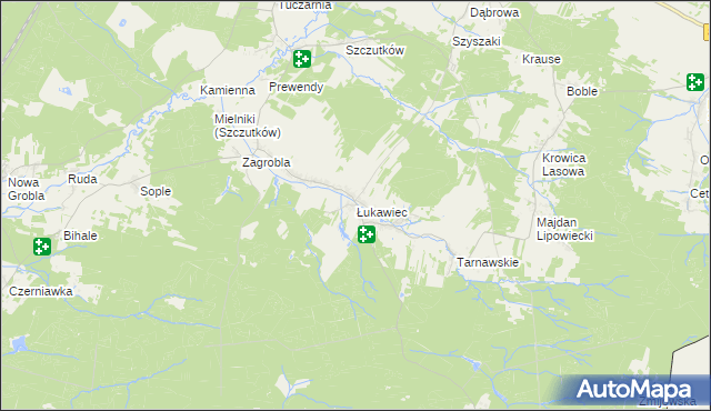 mapa Łukawiec gmina Wielkie Oczy, Łukawiec gmina Wielkie Oczy na mapie Targeo