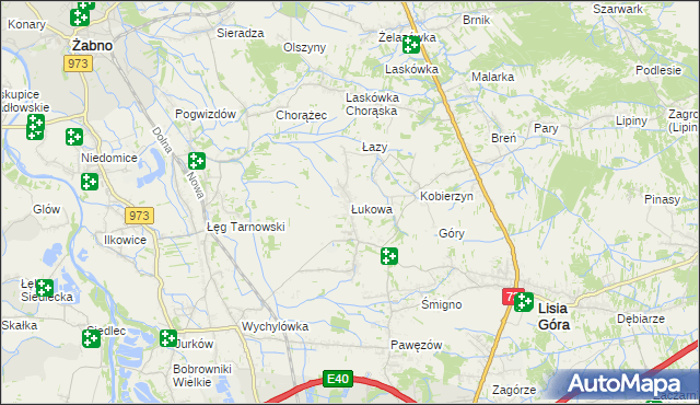 mapa Łukowa gmina Lisia Góra, Łukowa gmina Lisia Góra na mapie Targeo