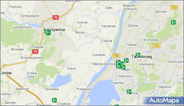 mapa Łukowiec gmina Koprzywnica, Łukowiec gmina Koprzywnica na mapie Targeo