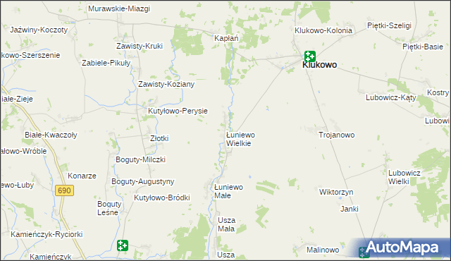 mapa Łuniewo Wielkie, Łuniewo Wielkie na mapie Targeo