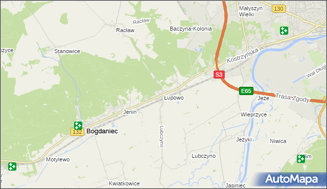 mapa Łupowo gmina Bogdaniec, Łupowo gmina Bogdaniec na mapie Targeo