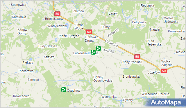 mapa Lutkówka gmina Mszczonów, Lutkówka gmina Mszczonów na mapie Targeo