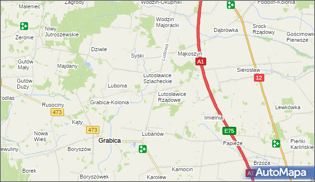 mapa Lutosławice Rządowe, Lutosławice Rządowe na mapie Targeo