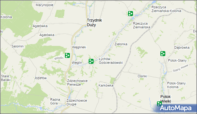 mapa Łychów Gościeradowski, Łychów Gościeradowski na mapie Targeo