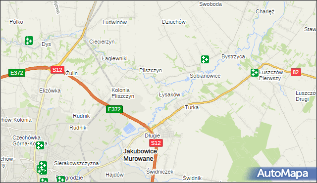 mapa Łysaków gmina Wólka, Łysaków gmina Wólka na mapie Targeo