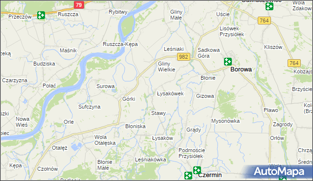 mapa Łysakówek, Łysakówek na mapie Targeo